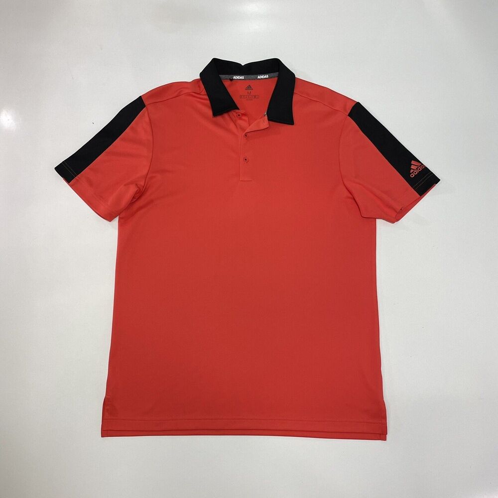 Adidas Men’s Athletic Polo Shirt Red Black Climalite Performance Stretch Golf M